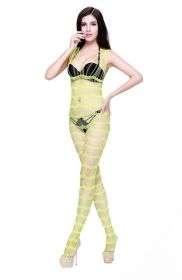 Blancho SE-142-GREEN Mesh Hole Open Crotch Body Stocking - Green - Medium